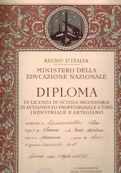 Lotto di n. 3 diplomi scolastici. Avviamento professionale; Ammissione Istituti I° Grado; Ammissione IV Ginnasio