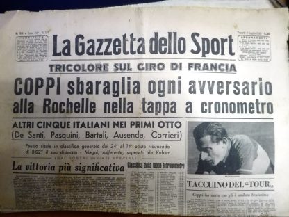 Coppi sbaraglia ogni avversario alla Rochelle nella tappa a cronometro...