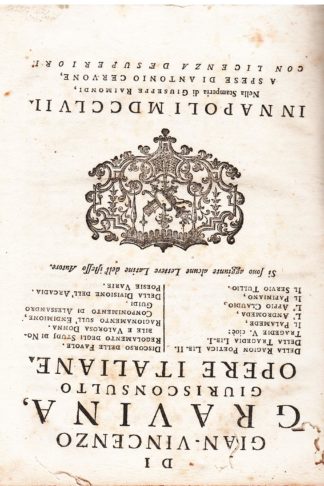 Opere Italiane...Si sono aggiunte alcune Lettere Latine dell'istesso Autore