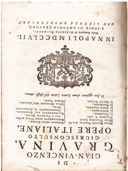 Opere Italiane...Si sono aggiunte alcune Lettere Latine dell'istesso Autore